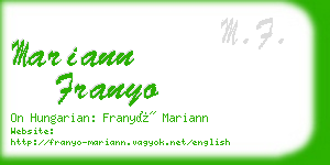 mariann franyo business card